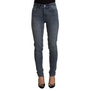 Liu Jo Blue Washed High Waist Cotton Slim Fit Denim Trouser
